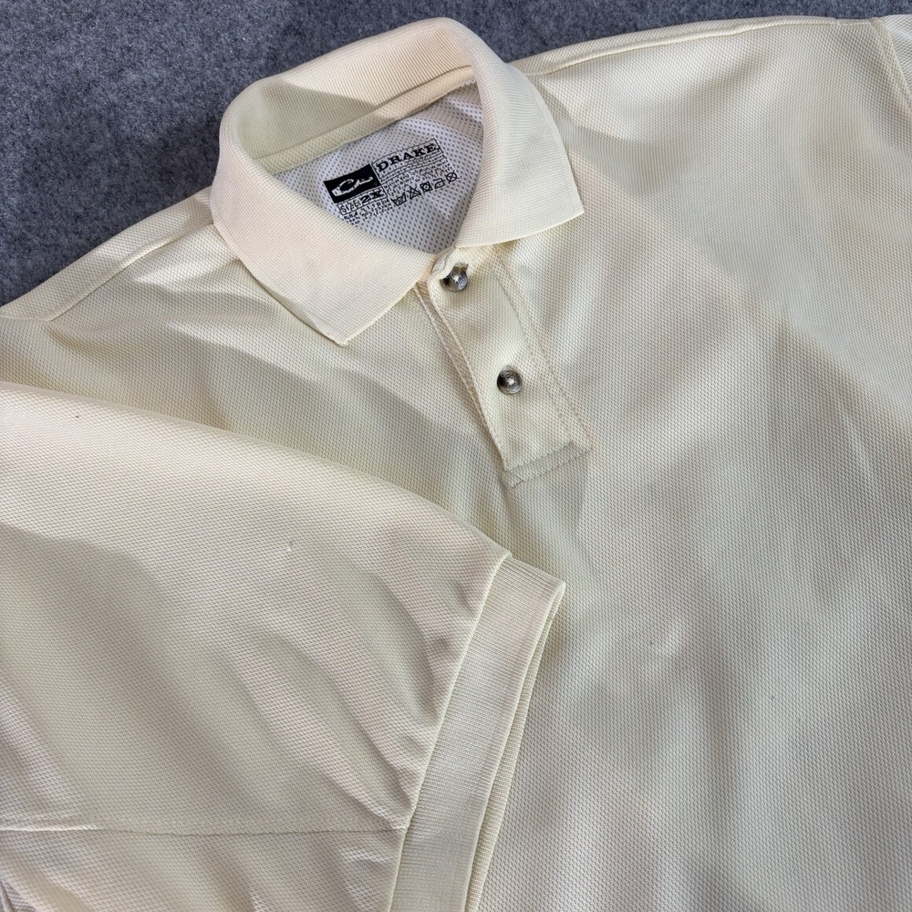 Drake Polo Shirt Mens 2x Cream Yellow Short Sleeve Golf Casual Waterfowl Systems
